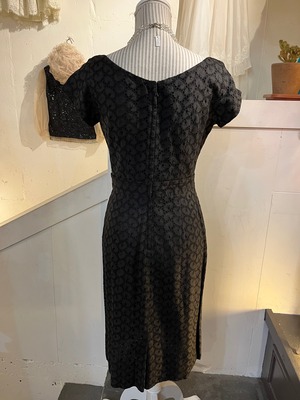 50’s black lace french sleeve dress