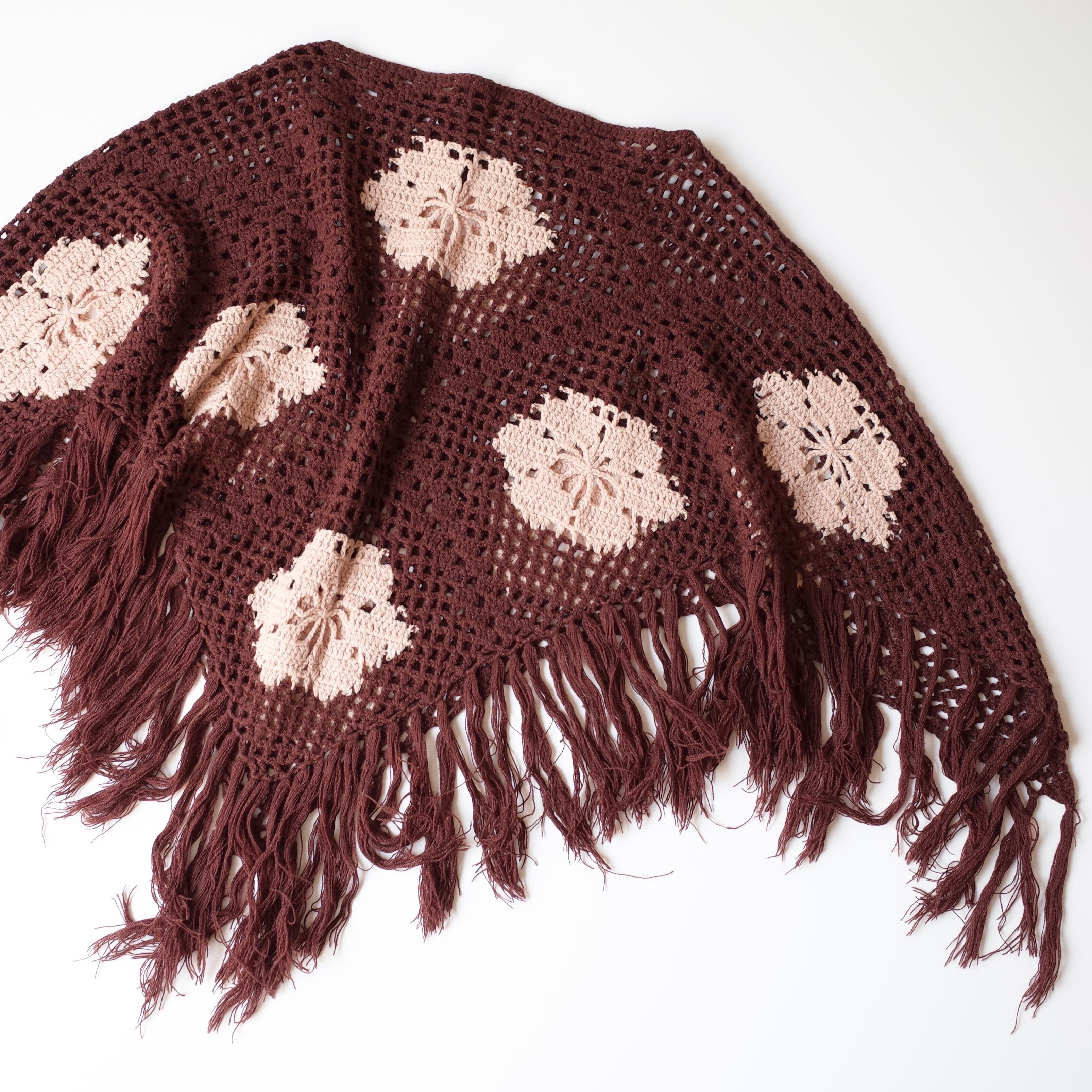 Flower crochet knit poncho