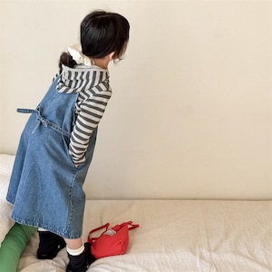 秋バックリボンデニムサロペット