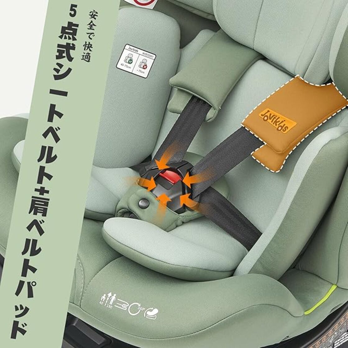 Jovikids チャイルドシート ISOFIX、 0か月~12歳頃 360°回転式 i-Size 