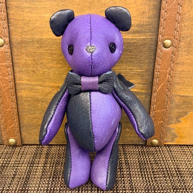 ジビエレザー鹿革ベルベア★マイスターの手作り「ベルズベア」パープル＆インディゴ　写真の1点販売です