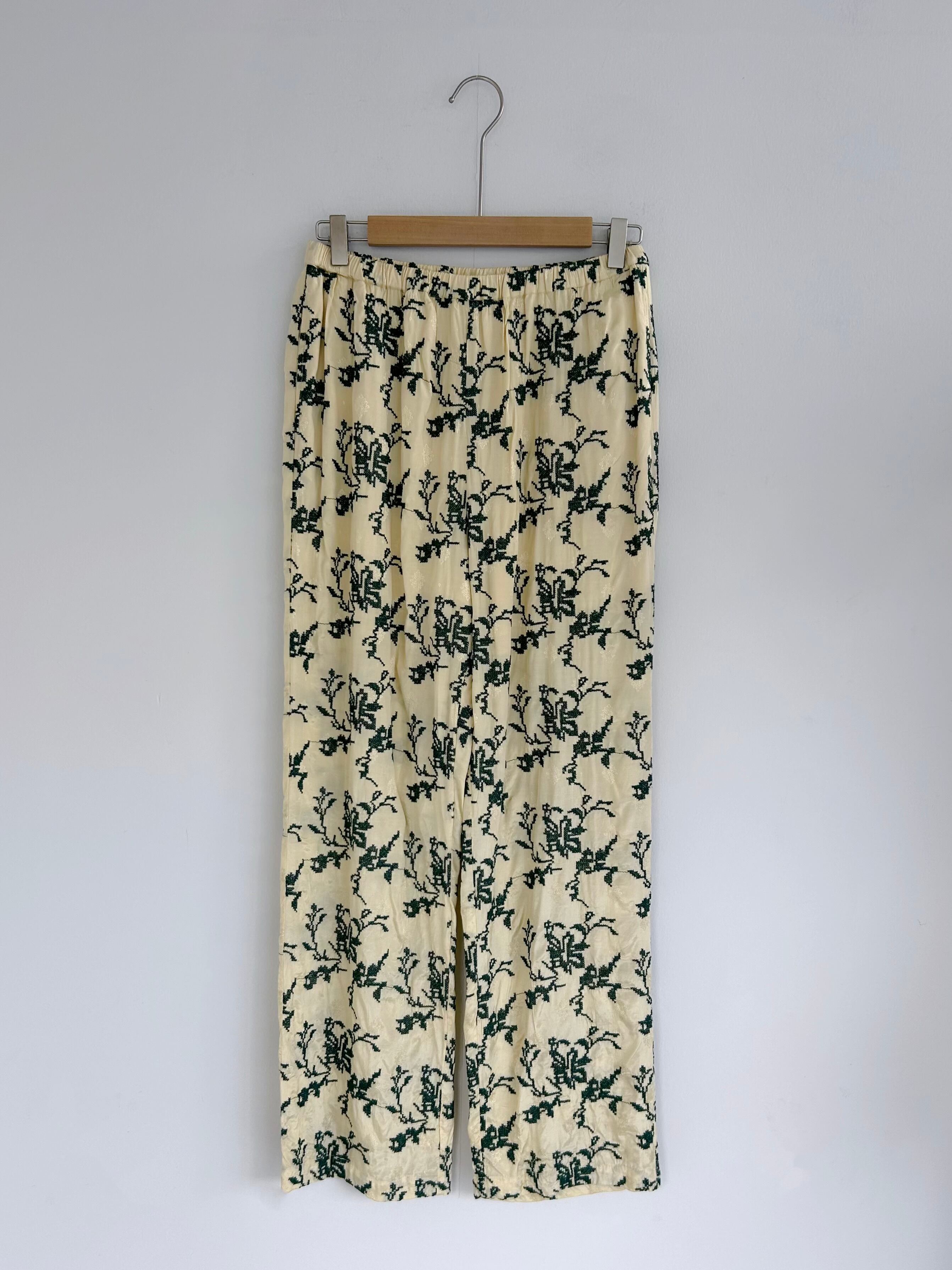 Sara Mallika Rayon Jaquard Flower All Over Embridery Pants | KOKO