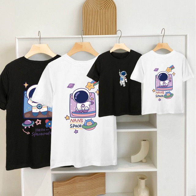 3人の子供の親子夏服家族中国航空宇宙Tシャツ21プラスサイズのカジュアルな宇宙飛行士半袖 ショート ハーフスリーブ 大きめサイズ サマー 夏物 feja旗舰店 feja旗舰店69575717159