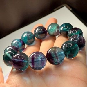 N.A8.希少な大玉♪グリーン×ブルーの色合いグラデーションフローライトブレスレット