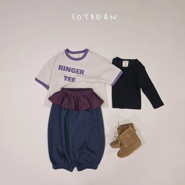 《送料無料》予約:リンガー七分袖T【soybean】※ジュニアサイズ