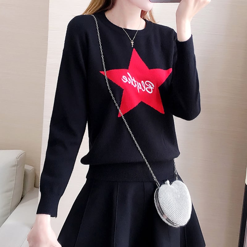 【tops】スター柄ニットトップス Q6816