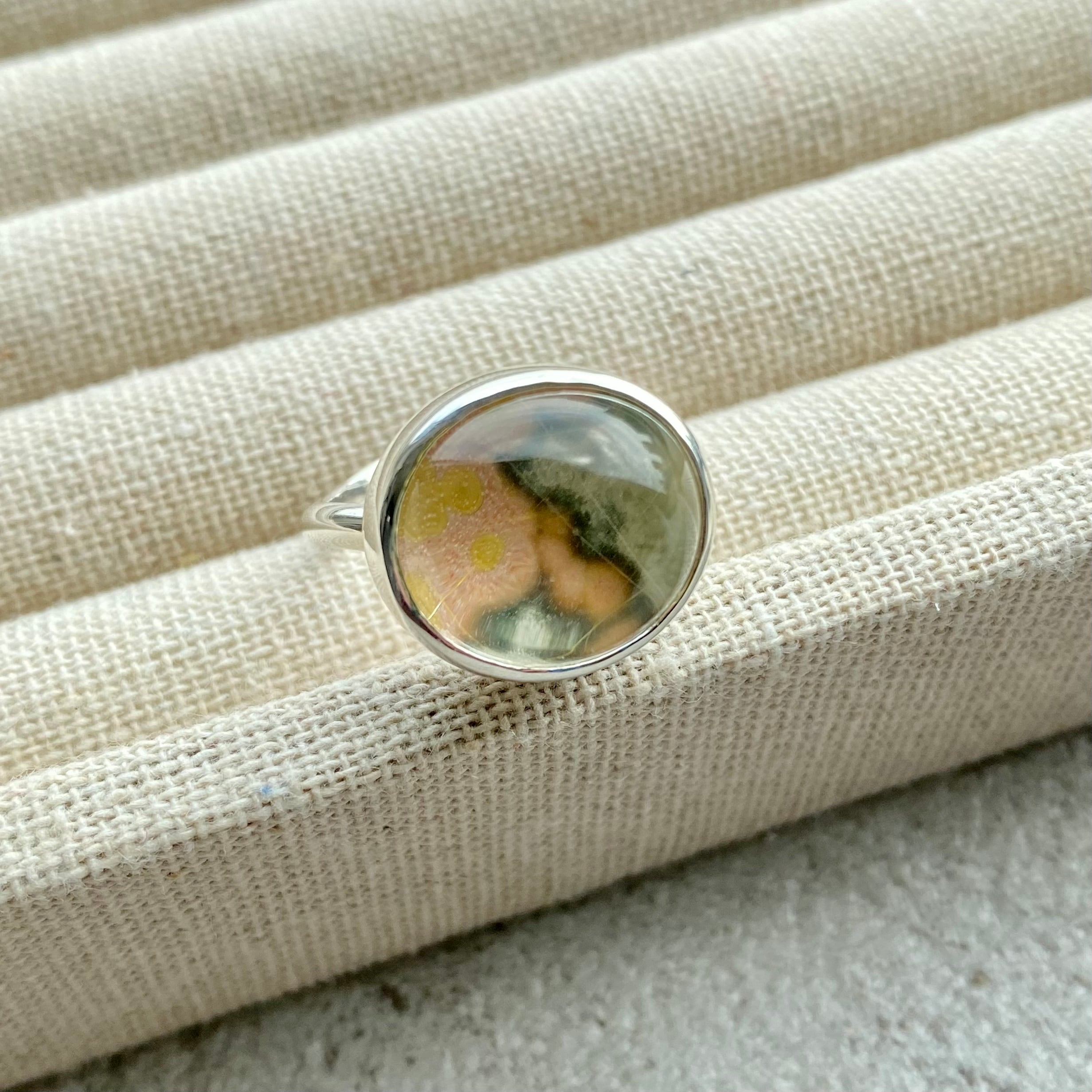 Ocean Jasper × Rutile Quartz Doublet Stone Ring オーシャン