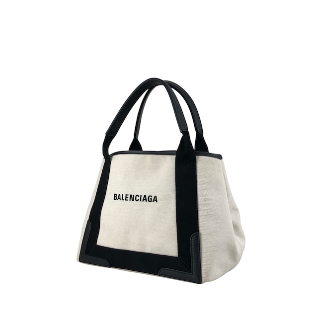 BALENCIAGA バレンシアガ カバスS ハンドバッグ ホワイト×ブラック ロゴ キャンバス トートバッグ vintage ヴィンテージ オールド bpp756