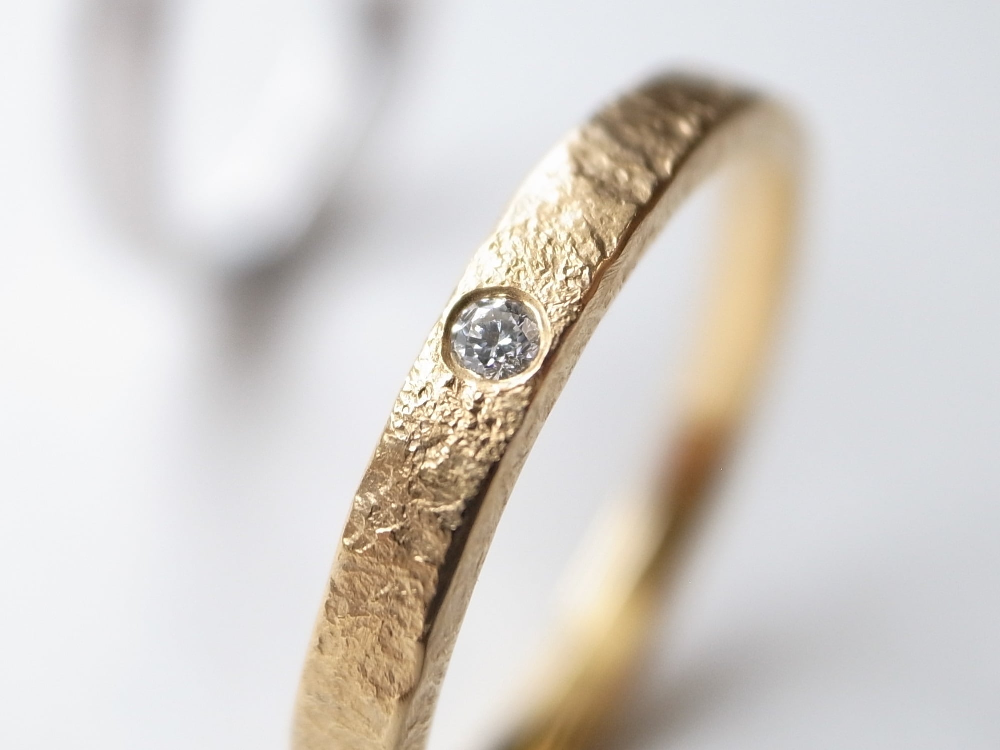 pairing・stamp】K18YG Diamond・silver950/stone texture ring | niruc