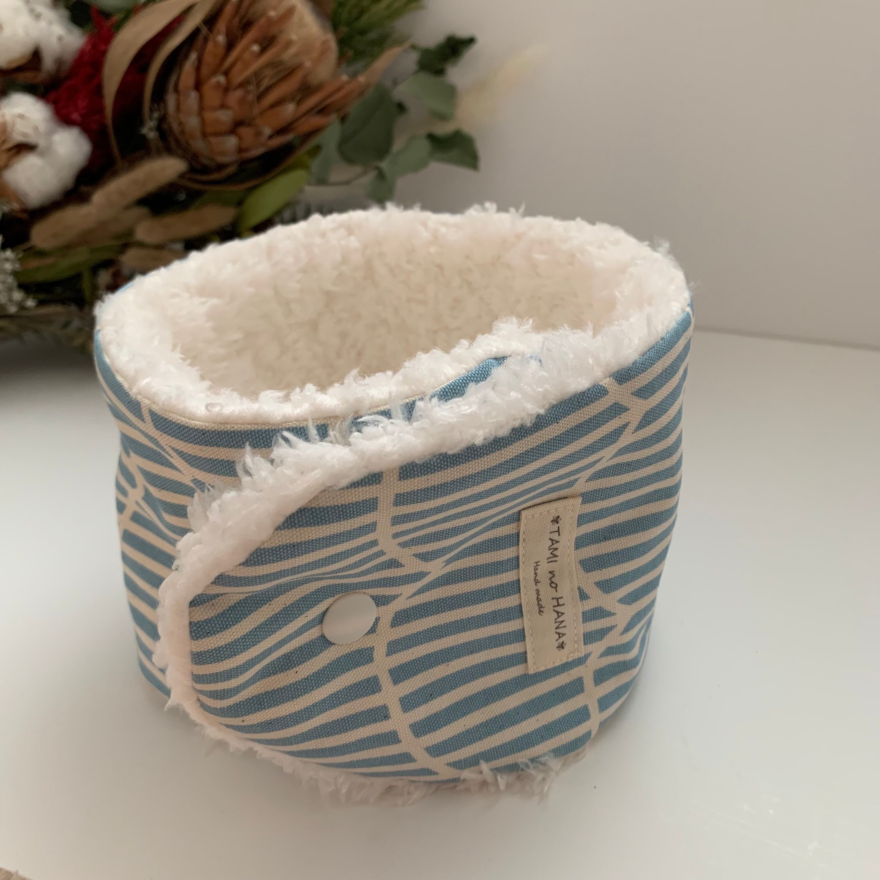 もくもくstripe blueのモフモフマフラー/long