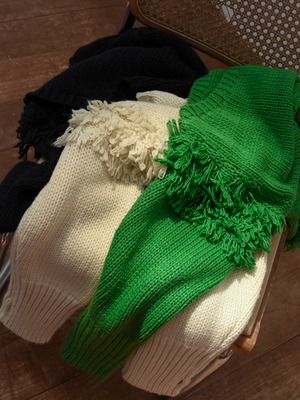 cropped loop point knit（green）