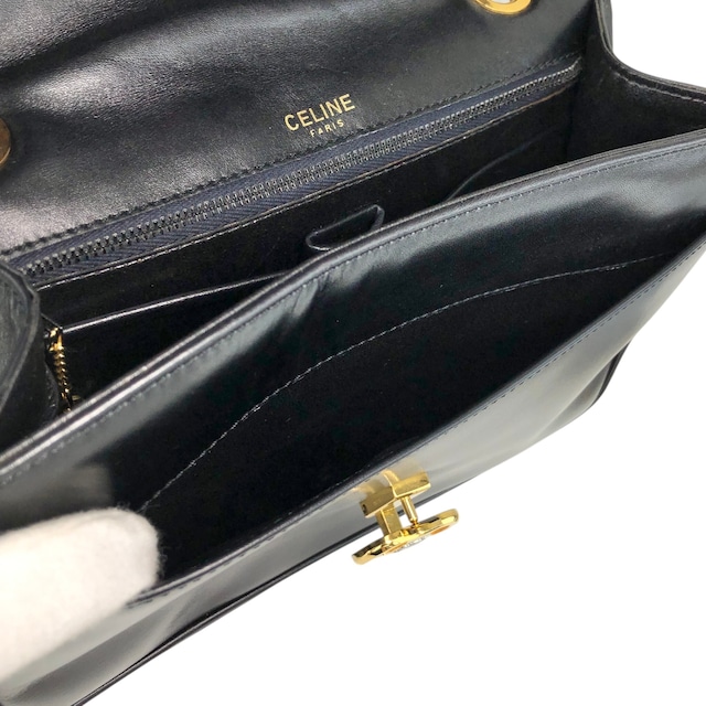CELINE セリーヌ ショルダーバッグ ブラック ブラゾン レザー チェーン vintage ヴィンテージ オールド gpayic
