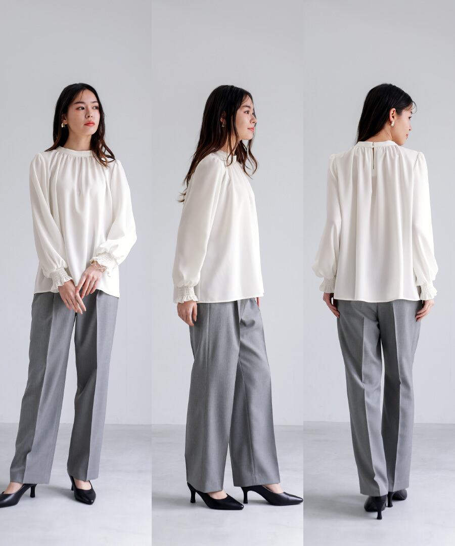 SALE 20％OFF】【 ディテール映え 】ソフトツイル・袖口シャーリング