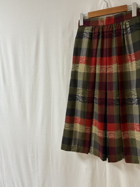 1980~90's Woven Design Wool Pleats Skirt