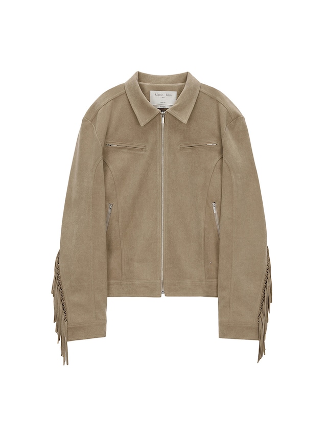 [Matin Kim] FRINGE SUEDE JACKET FOR MEN IN BEIGE 正規品 韓国ブランド 韓国ファッション 韓国代行 マーティンキム matinkim