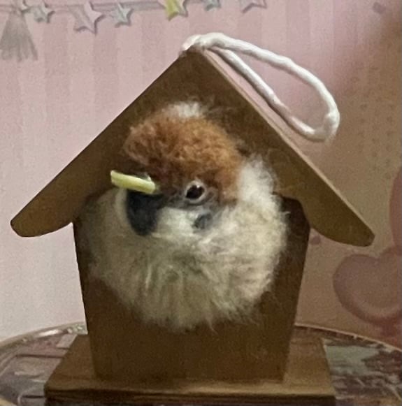 【羊毛フェルト】雀　怒る★鳥★野鳥 野鳥＊羊毛フェルト スズメ 羊毛フェルト 森羊のクーシャ(cuusha