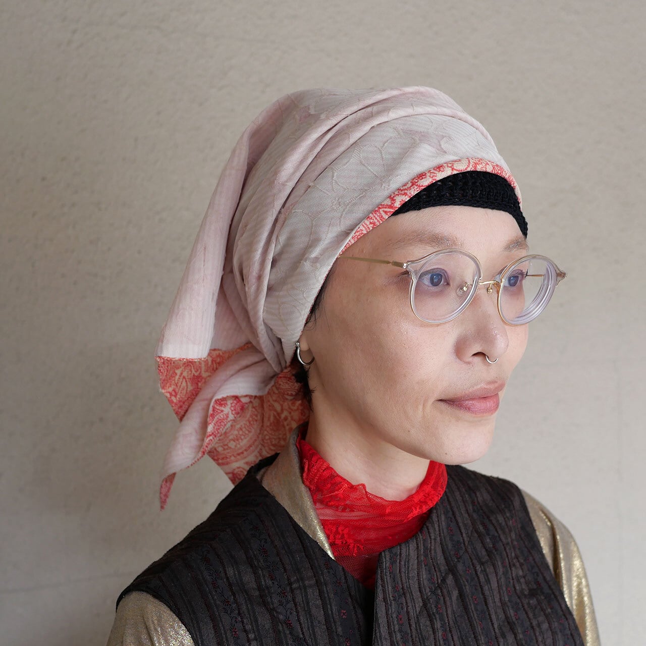 159.あの三角巾スカーフ(ペイズリー×花)