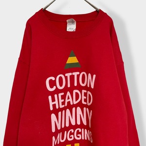 【GILDAN】COTTON HEADED NINNY MUGGINS ロゴ プリント スウェット トレーナー プルオーバー M レッド US古着