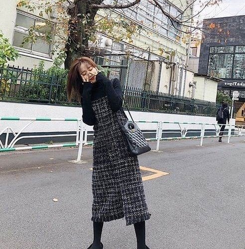 ジャンパースカート ジャンパースカート秋冬 ツイードジャンパー