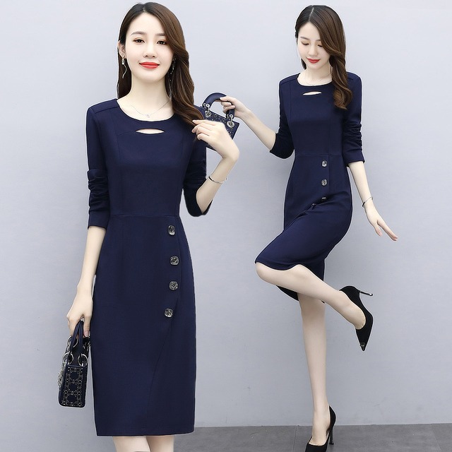 【パーティードレス】大きいサイズ パーティードレス かっこいい 結婚式 お呼ばれドレス 結婚式のお呼ばれ ワンピース シンプル ミディ ワンピース 20代 30代 40代 成人式 同窓会 卒業式 入学式 卒園式 入園式 謝恩会 袖あり 体型カバー フォーマルドレス 結婚式フォーマル お呼ばれ 二次会  フォーマルワンピース おしゃれ ネイビー 青 パープル 紫 Ｍ L XL 2XL 3XL