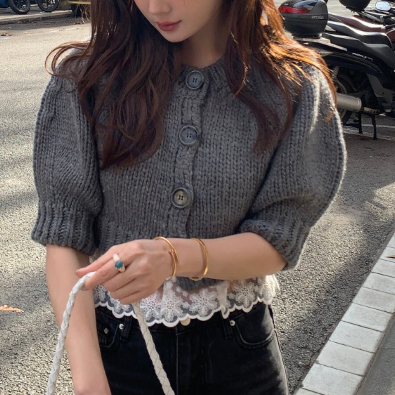 プリンセススリーブ ショートニットカーディガン A4225