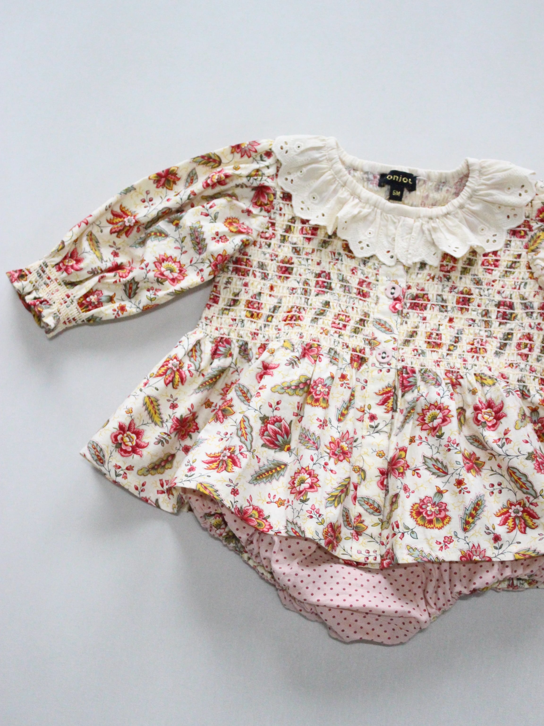 BONJOUR DIARY Baby set with reversible bloomer Aline print 6m-2y