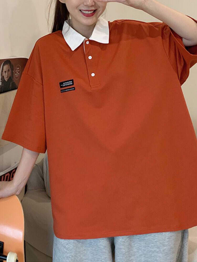 オーバーサイズ半袖ポロシャツ メンズライク スポーティ カジュアル 人気 かわいい 大きいサイズ 韓国 Ch4476 可愛い大きいサイズ韓国レディースファッション通販 Chulachula チュラチュラ オーバーサイズ半袖ポロシャツ メンズライク スポーティ カジュアル 人気 かわいい 大きいサイズ 韓国 Ch4476 可愛い大きいサイズ韓国レディースファッション通販 Chulachula チュラチュラ