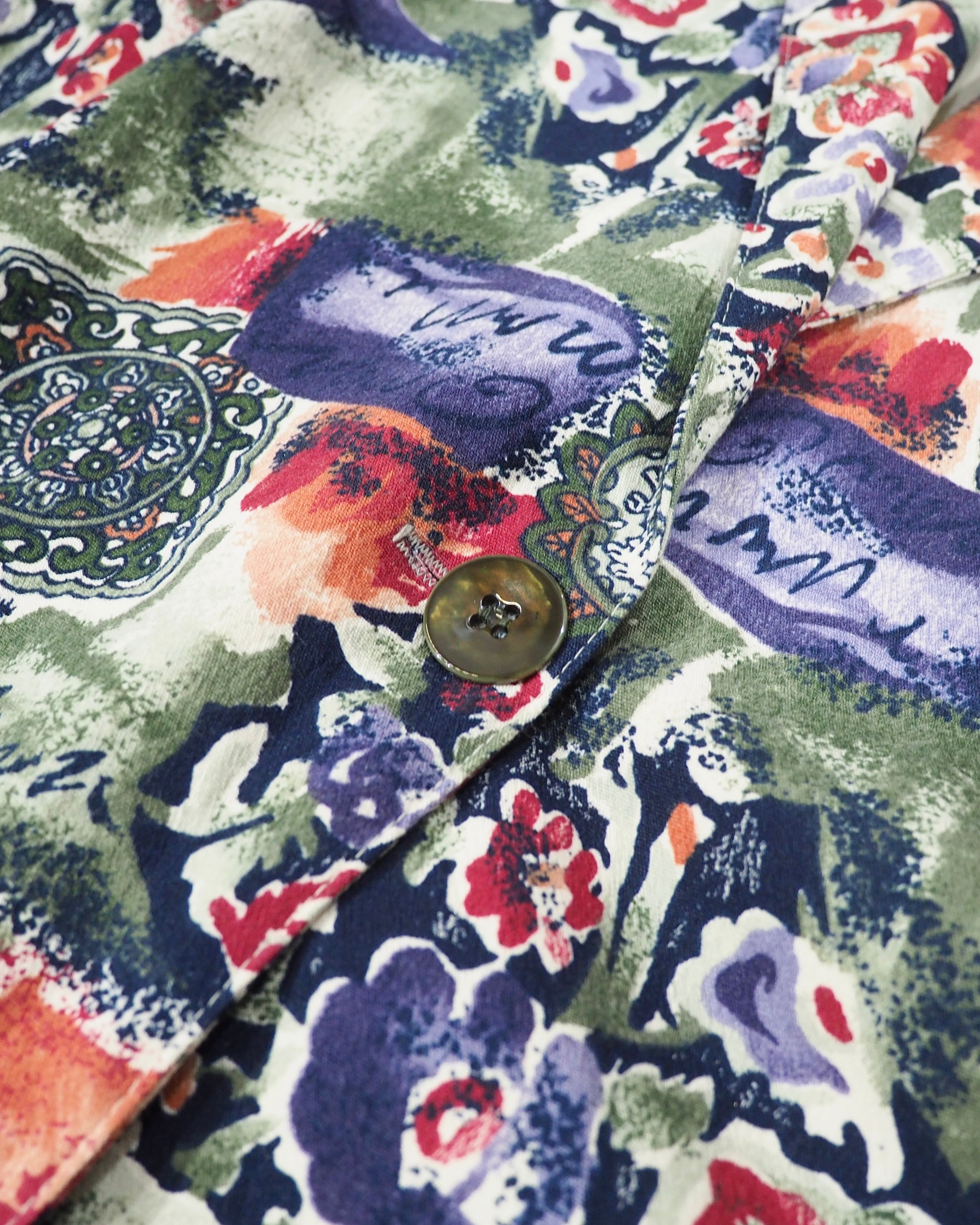 ” Made in USA ” Beautiful Botanical Flower painted vintage loose jacket