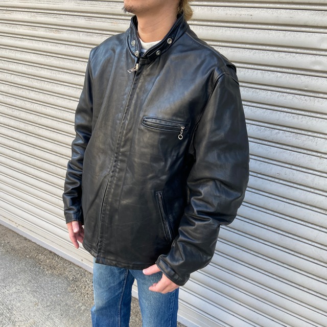Schott 641 シングルレザーライダースジャケット 牛革 本革 黒 L