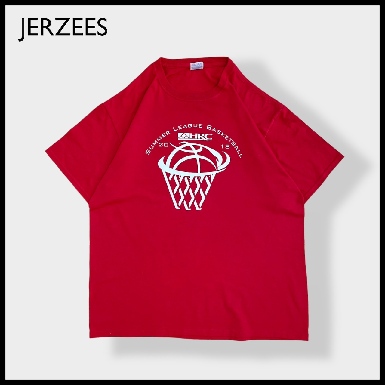 【JERZEES】バスケットボール ナンバリング サマーリーグ プリント Tシャツ 半袖 LARGE レッド us古着