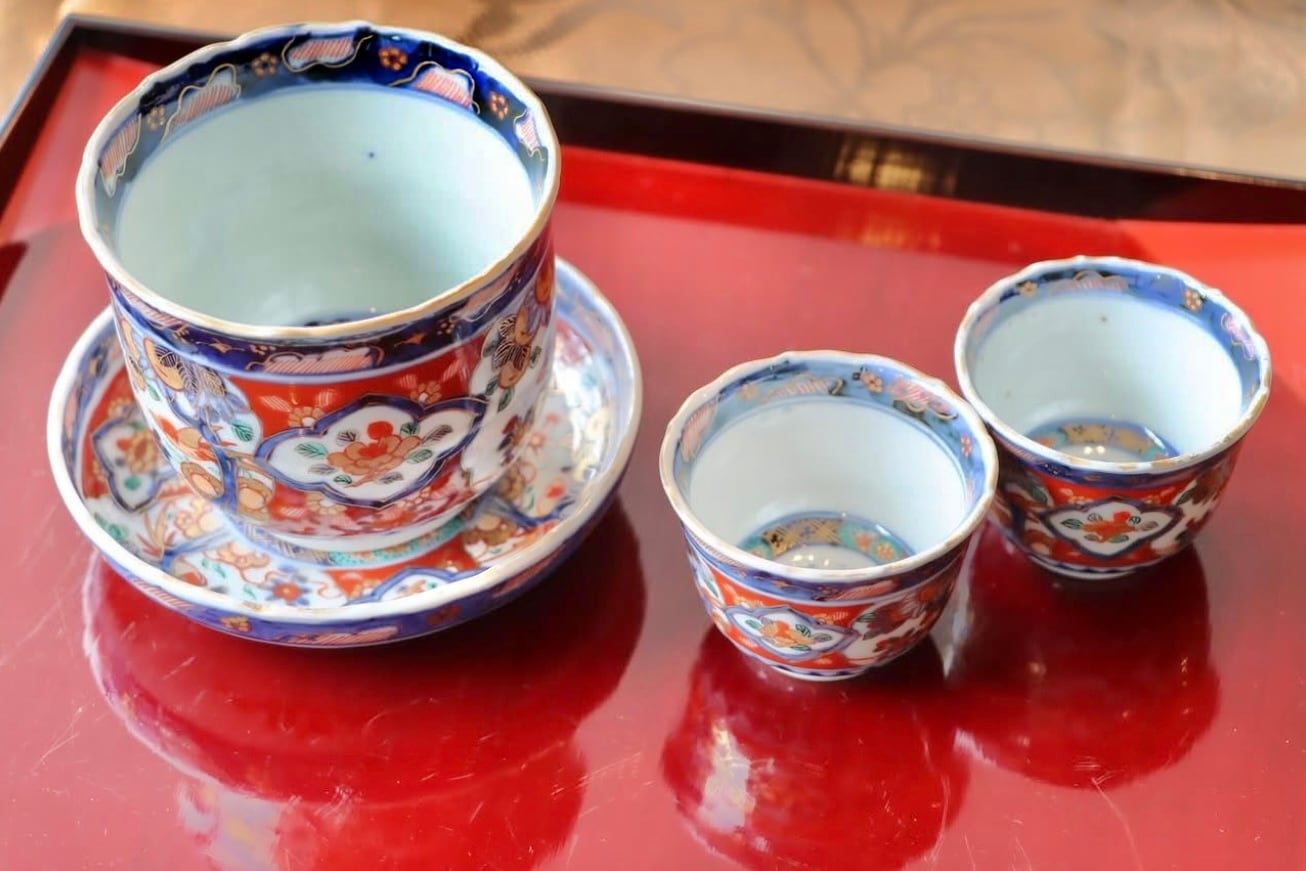 伊万里焼 色絵 柘榴鳥文 猪口 通りもの/Imari small cup | (有)新原美術