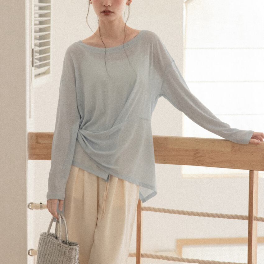 asymmetrical cut-and-sew top　J00519