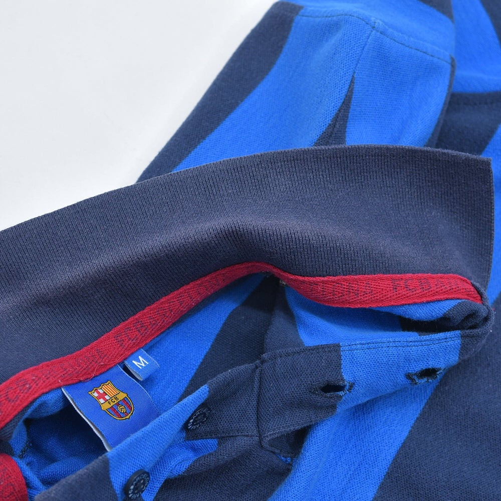 00s FC BARCELONA FCバルセロナ 刺繍 ロゴデザイン 鹿の子 ボーダー