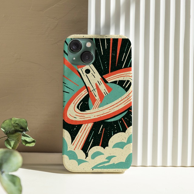 受注生産 iPhoneケース 土星リングのレトロ宇宙｜スペースエイジ RFSP059A