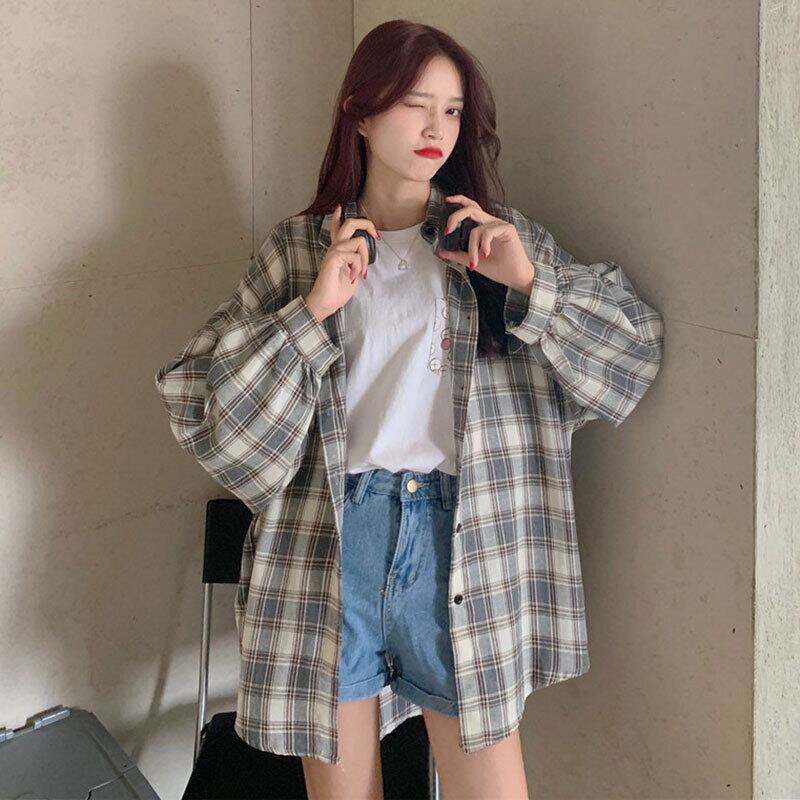 格子柄シャツ スプリングブラウス スタイルルーズカジュアル 春物 萌量不足6187023343