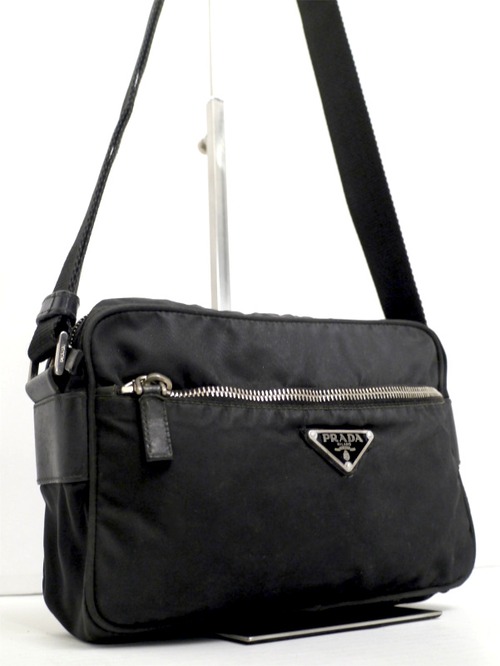 ◆PRADA プラダ ユニセックス ナイロンxレザー切替 クロスボディ ショルダー バッグ カメラ バッグ 黒◆ クロスボディ仕様の定番モデル♪