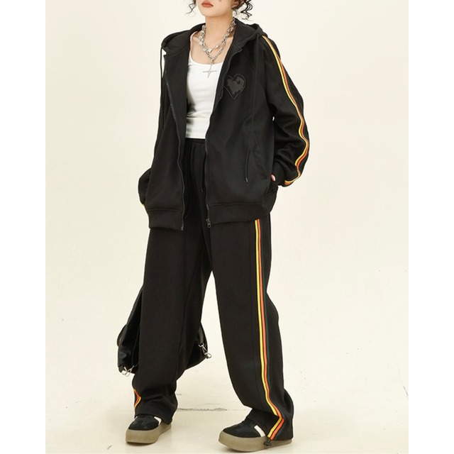 stripe heart point sweat pants　ストライプハートポイントスウェットパンツ　J0425