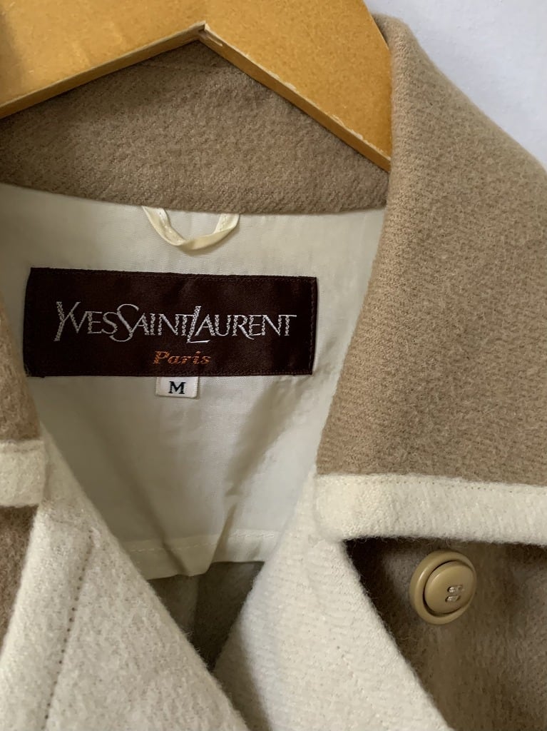 1980~90's Bi-Color Asymmetry Design Long Coat "YVES SAINT LAURENT"