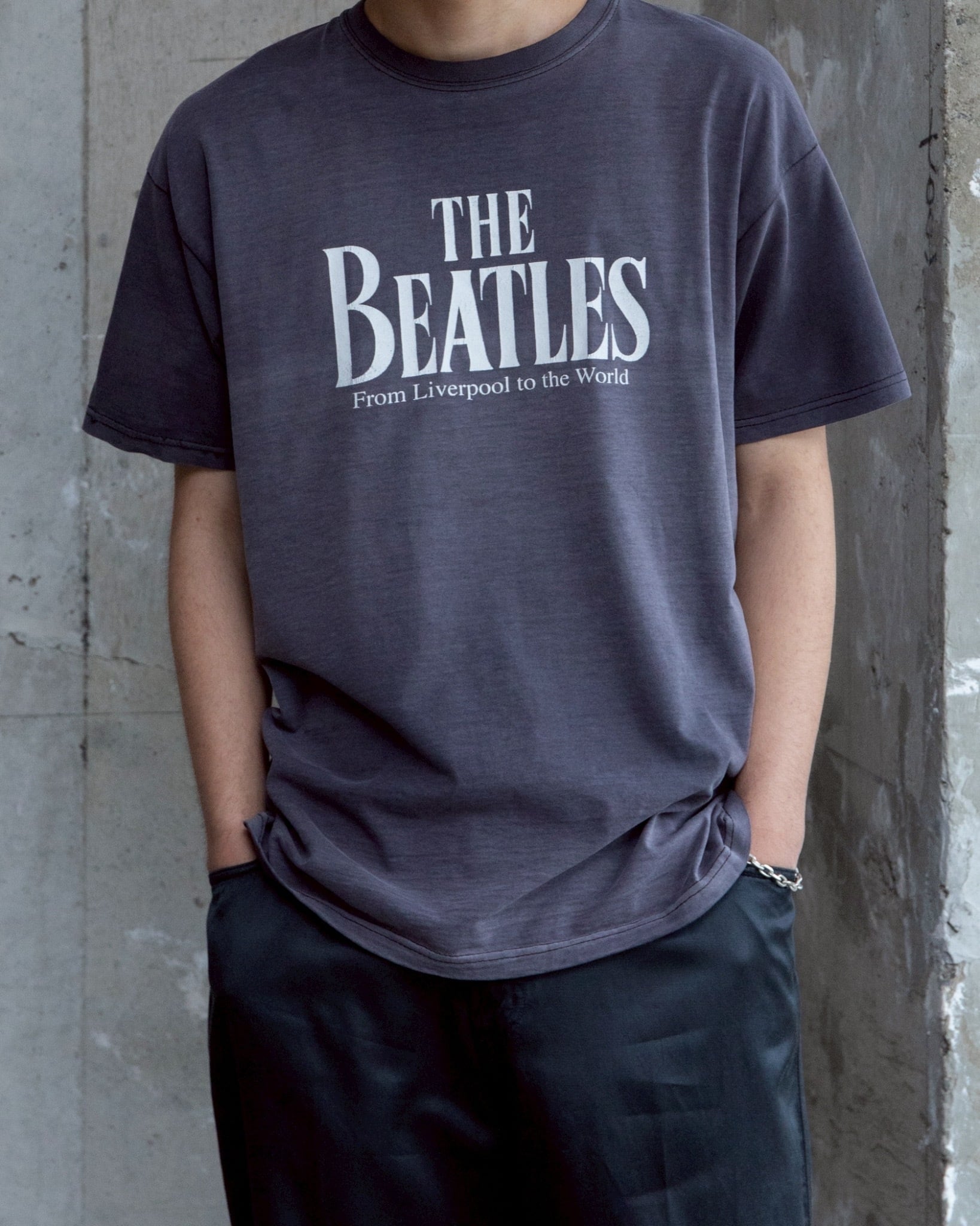 good faded printed T-shirt / “THE BEATLES” / From Europe | THREE