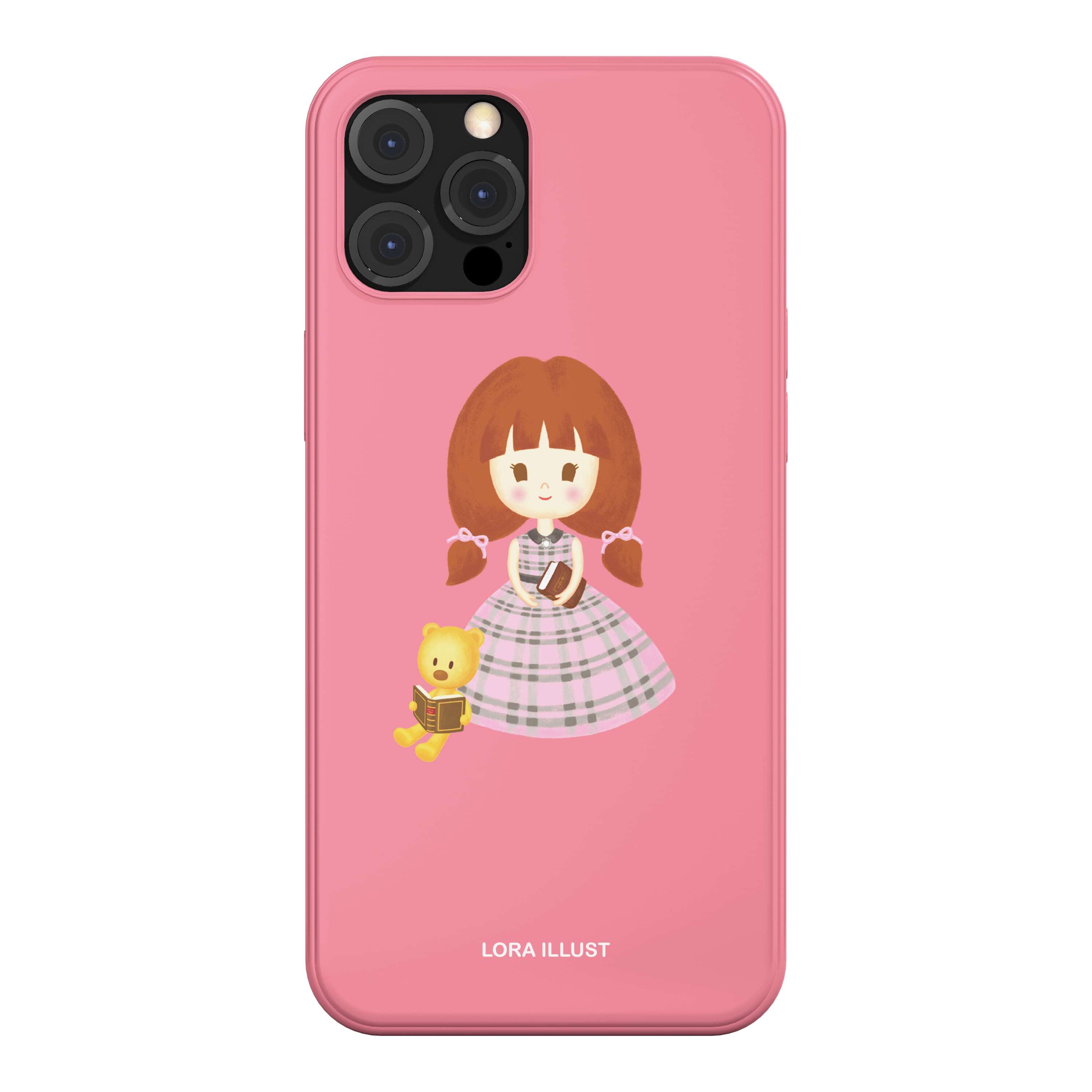 韓国 スマホケース [LORA] 可愛い ほのぼの 乙女 ガーリー イラスト デザイナーズ iPhone Android 携帯カバー 女の子 クマ ピンク (LR01) アイフォン ギャラクシー Galaxy