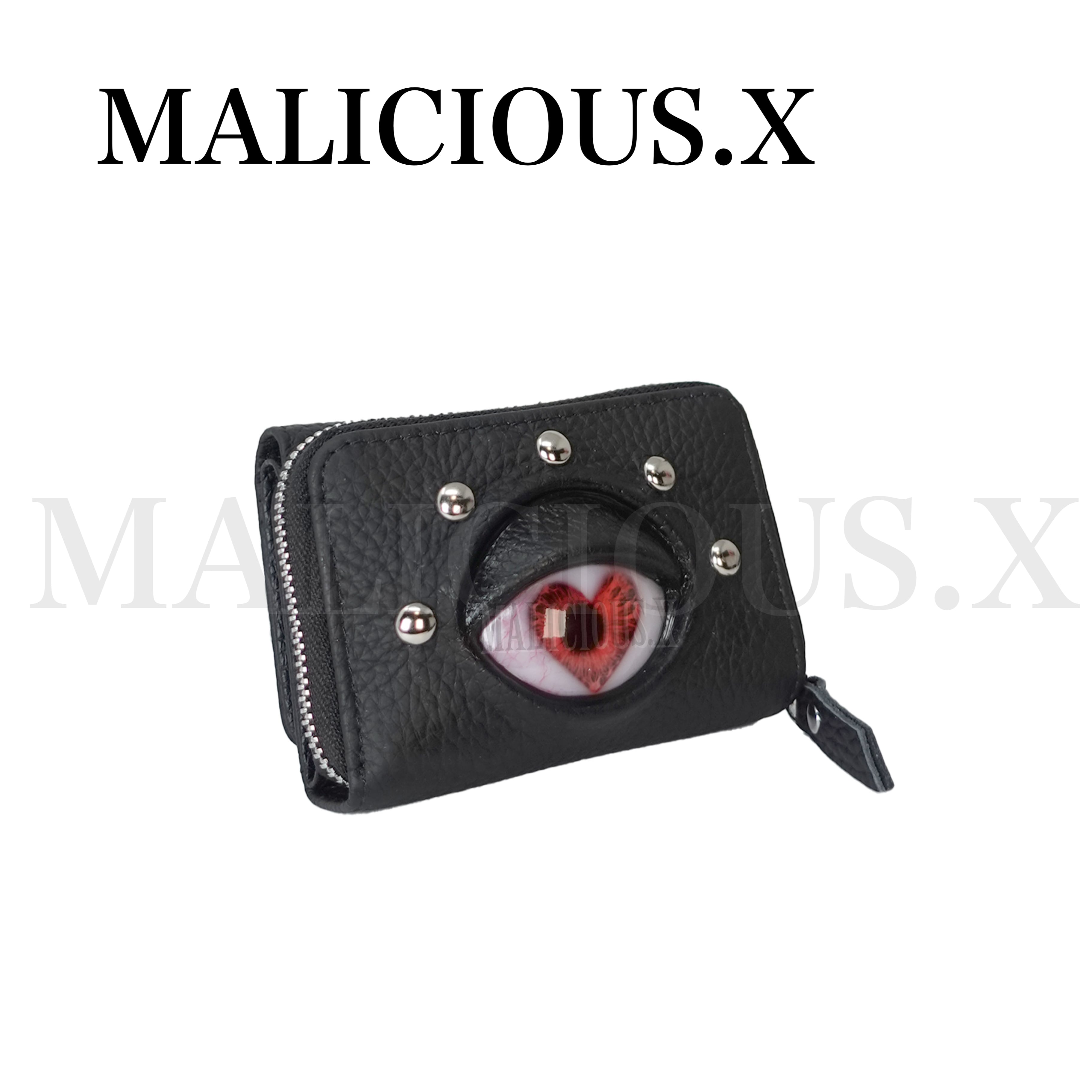 MALICIOUS.X マリシアス エックス レザー　キーケース　ミニ財eye Heart Eye Tri-folding mini wallet(Black) /Red | MALICIOUS.X