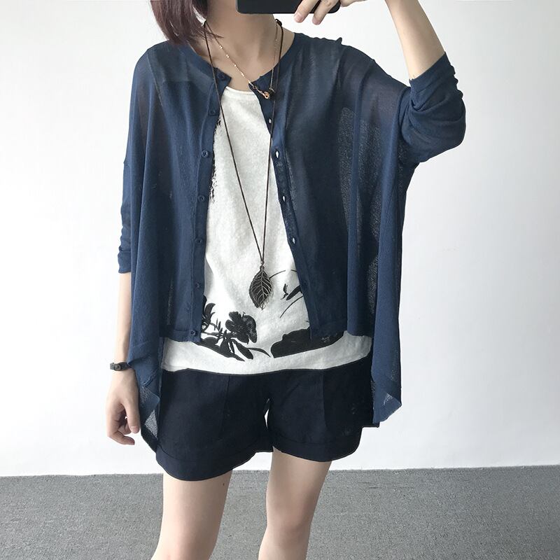 スタンダードルーズスリーブ薄手セーター カーディガンシャツ レトロ Yiranxuaディースワード2753396776