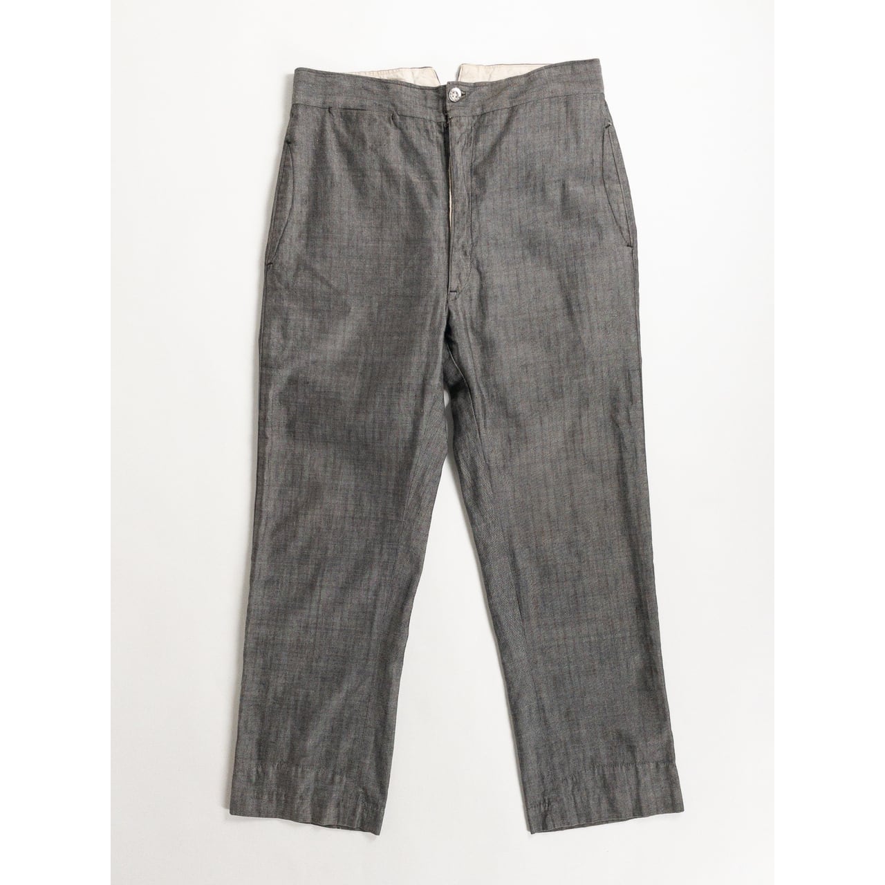 1930-40s "French Vintage" Gray Cotton Stripe Work Trousers