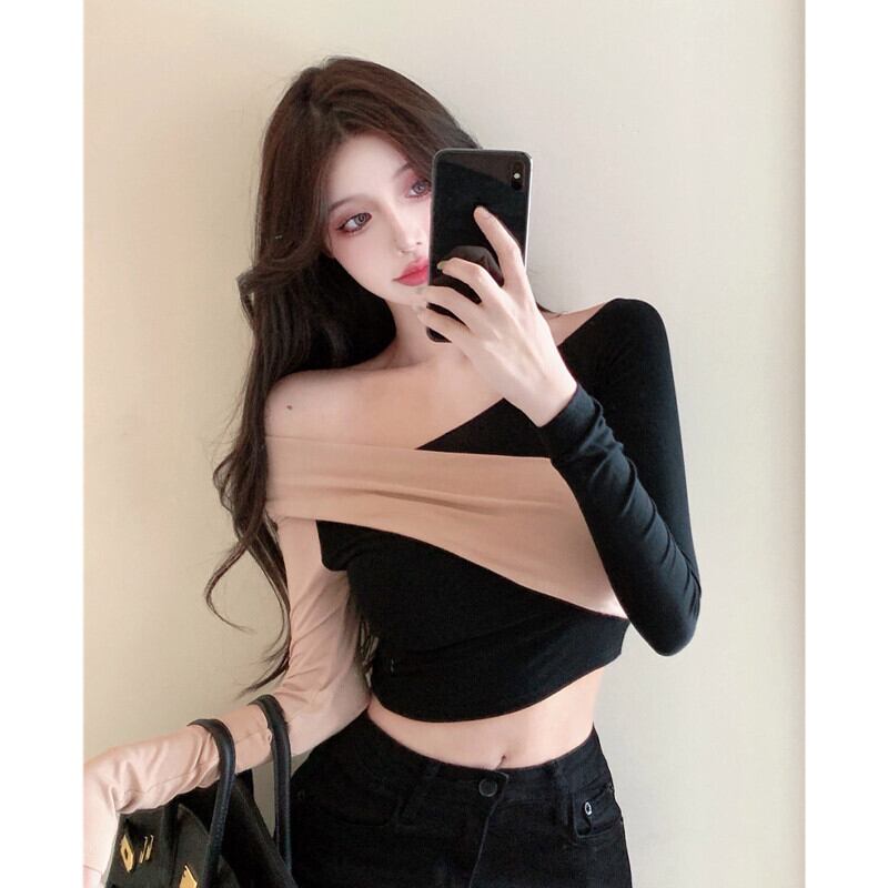 Tシャツ カラーショートトップス オータムウィンター ロング 秋物 冬物 ピュア ガールズファッション1518427232