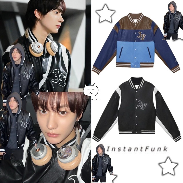 ★RIIZE アントン 着用！！【INSTANTFUNK】Ms Faux-leather varsity jacket - 2COLOR
