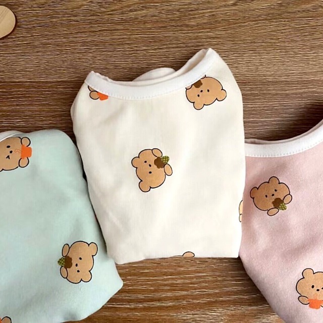 【全3色】シャーベットカラーのクマさんプリントカットソー d1483