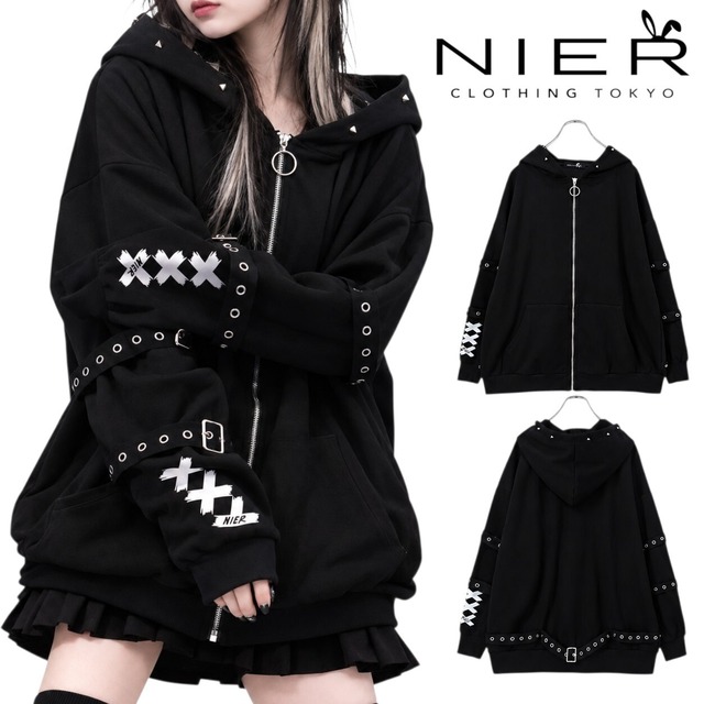 《秋服新作先取り大特価40%OFF》METAL EYELET BLACK ZIP PARKA《‪‪✕‬‪‪✕‬‪‪✕‬》