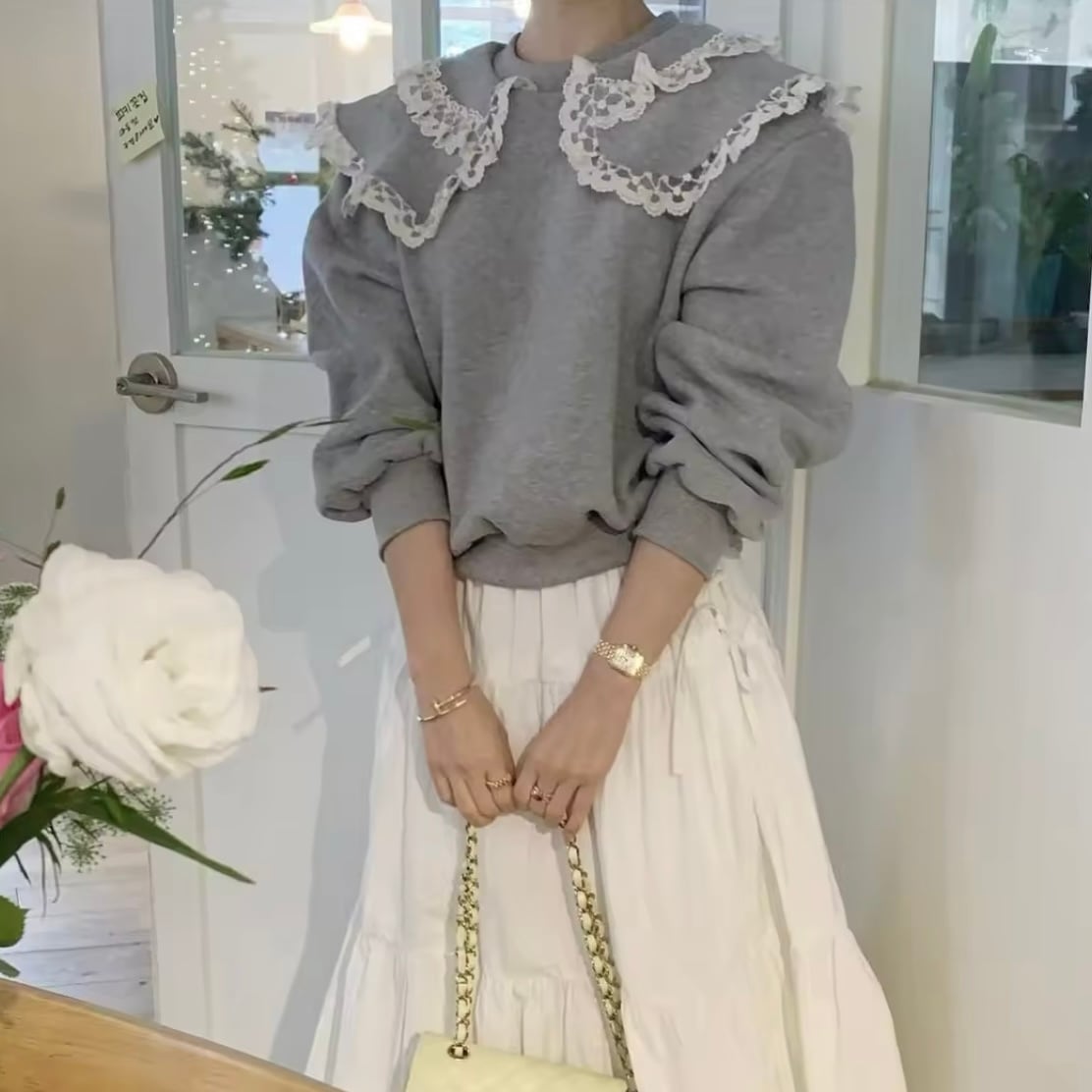 フリルビッグカラースウェット