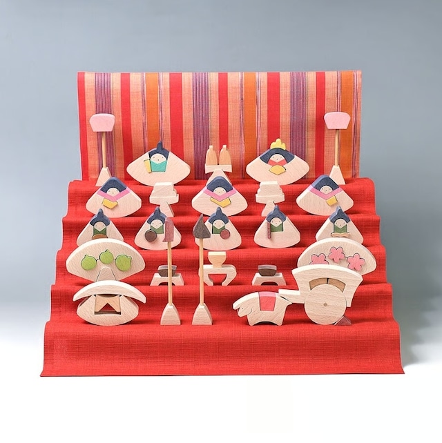 小黒三郎 組み木のひな人形 KH221 円びな五段飾り・小（普通垂幕） ひなまつり 雛人形 木製 日本製