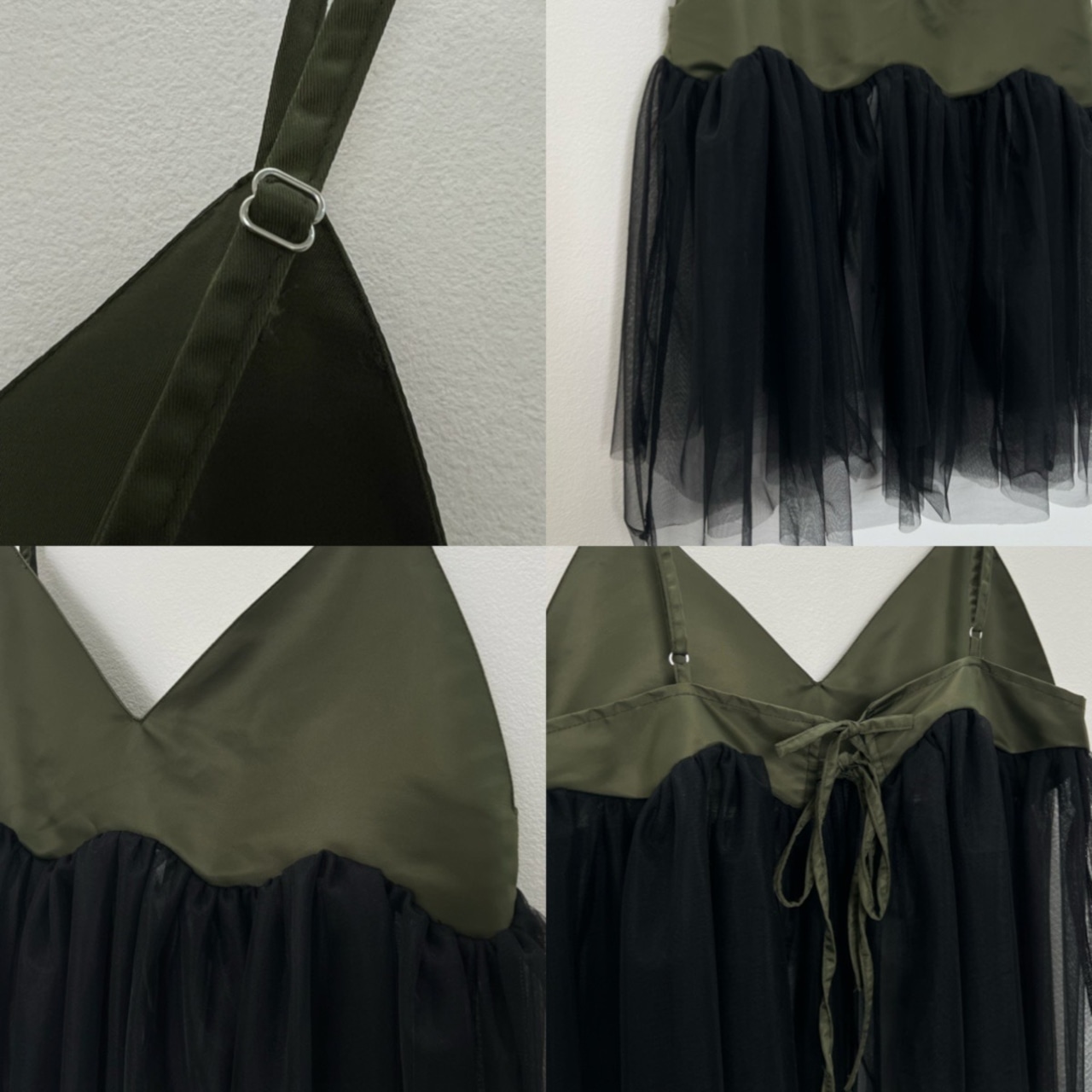 ランダムチュール異素材bustier/カーキ